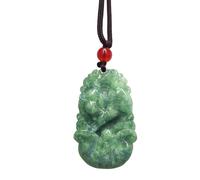 Collana in giadeite dello zodiaco cinese, pietra preziosa di grado A con dodici segni zodiacali realizzati da animali dello zodiaco collana ciondolo amuleto (maiale)