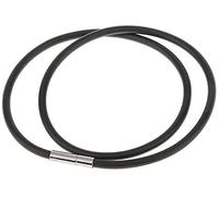 Collana in gomma girocollo punk collana cavo gioielli catena facile con una spinta in acciaio inossidabile 40,5 cm 3 mm nero professionale lavorato