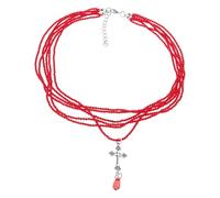 Collana in lega con ciondolo artistico a forma di crocifisso, elegante gioiello alla moda per lei, One Size, come descritto, come descritto