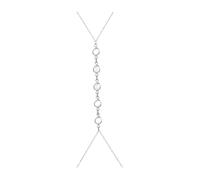 Collana in lega per il corpo con nappe, alla moda, con decorazione con strass a doppio strato, regolabile, per le donne per la festa di ballo, taglio basso, Metallo, Secondary Stone