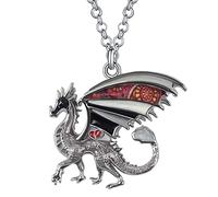 Collana in lega smaltata con ciondolo a forma di drago fantasia, gioiello alla moda per donne e ragazze, regalo, 42mm x28mm, Zinco, Nessuna pietra preziosa