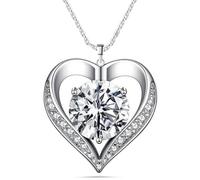 Collana in moissanite da donna, in argento Sterling 925, collana con ciondolo a forma di cuore, ipoallergenica, gioiello per anniversario, regalo di compleanno per donne, mogli, fidanzate, 1CT