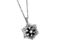 Collana in oro bianco 9 K/14 K/18 K con gocce di onice nera, ciondolo a forma di fiocco di neve, 45 cm, Platino, Onice Moissanite