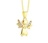 Collana In Oro Con Pendente Angelo Protettore 333 Oro Con Zirconi Luce