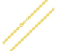 Collana In Oro Giallo 10K Solido Con Perline A Forma Di Luna E Diamante 4mm 16"