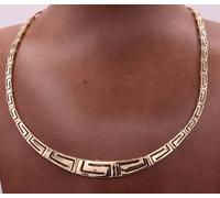 Collana In Oro Giallo 14K Con Taglio Graduato A Chiave Greca Tutta Lucida Da 17"