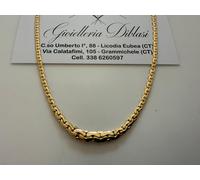 COLLANA In ORO GIALLO 18 Karati 750% Donna COLLIER Girocollo Maglia A Decrescere