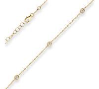 Collana In Oro Giallo 375 Con Zirconia E Catena Ancorata Diamantata Da 1,2Mm 38