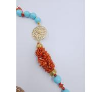 Collana in pasta di turchese ,zircone, e corallo rosso