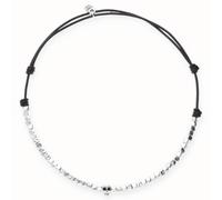 Collana in pelle e perline con dettaglio teschio