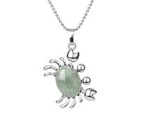 Collana in pietra - Collana con ciondolo a forma di granchio in pietra naturale Cabochon Perline di cristallo di avventurina Simpatiche collane di animali dell'oceano Regali per ragazze e uomini Da