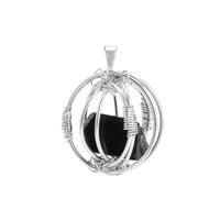 Collana in Pietra - Collana con Ciondolo in Pietra Naturale Collana con Pendenti a Forma di Lanterna avvolta in Filo Fatto a Mano Collane per Ragazza e Uomo da Indossare Ogni Giorno, Tormalina Nera,