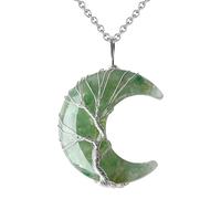 Collana In Pietra Di Cristallo Naturale, Ciondolo In Cristallo Di Luna Avvolto In Filo D'Argento Con Albero Della Vita E Catena Regolabile, Gioielli, Regali Per La Festa Della Mamma Per Le Donne, Av