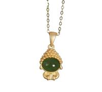 Collana in pietra di giada, collana Feng Shui, collana in argento for donne, collana con ciondolo Buddha, collana in giada naturale, talismano, girocollo in pietra preziosa, gioielli in oro, regali fo