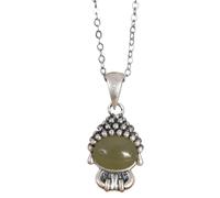 Collana in pietra di giada, collana Feng Shui, collana in argento for donne, collana con ciondolo Buddha, collana in giada naturale, talismano, girocollo in pietra preziosa, gioielli in oro, regali fo
