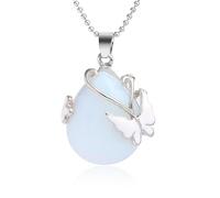 Collana in Pietra-Goccia d'Acqua Collana con Ciondolo in Pietra Naturale Farfalla Quarzo Rosa Cristallo Viola Collana Fiore Occhio di Tigre Regali per Ragazze e Uomini Indossare Quotidianamente,Cate