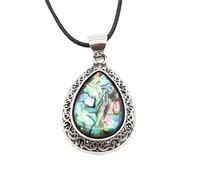 Collana in pietra-Goccia d'acqua Collana con ciondolo in pietra preziosa naturale per donne Cristallo rosa Quarzo Agata grigia Collane Gioielli Regali di Natale, Conchiglia di abalone, Taglia unica