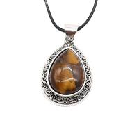 Collana in pietra-Goccia d'acqua Collana con pendente in pietra preziosa naturale per le donne Cristallo rosa Quarzo Agata grigia Collane Gioielli Regali di Natale, Occhio di tigre, Taglia unica