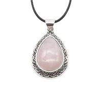 Collana in pietra-Goccia d'acqua Collana con pendente in pietra preziosa naturale per le donne Cristallo rosa Quarzo Agata grigia Collane Gioielli Regali di Natale, quarzo rosa, Taglia unica