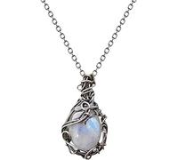 Collana in Pietra lunare per Donne a Forma Geometrica Collana a Ciondolo Boho Foglia Rattan Piccola Collana Naturale Design