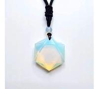 Collana in pietra naturale a forma di goccia - cri Ciondoli a forma di stella con esagramma in cristallo di quarzo naturale, pietre preziose lucidate, gioielli Reiki in quarzo for uomo e donna, opale(