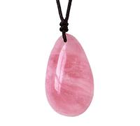 Collana in pietra naturale a forma di goccia - cri Ciondoli in pietra naturale a forma di gocce d'acqua, collana di cristallo di quarzo curativo for chakra, amuleto portafortuna for ragazzi, ragazze,