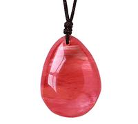Collana in pietra naturale a forma di goccia - cri Ciondoli in pietra naturale a forma di gocce d'acqua, collana di cristallo di quarzo curativo for chakra, amuleto portafortuna for ragazzi, ragazze,