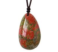 Collana in pietra naturale a forma di goccia - cri Ciondoli in pietra naturale a forma di gocce d'acqua, collana di cristallo di quarzo curativo for chakra, amuleto portafortuna for ragazzi, ragazze,