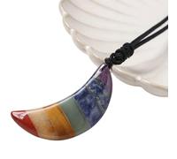 Collana in pietra naturale a forma di goccia - cri Ciondolo di cristallo curativo con 7 pietre dei chakra, ciondolo a forma di mezzaluna, collane di cristallo spirituale Reiki naturale, pietra prezios