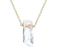 Collana in pietra naturale a forma di goccia - cri Collana con ciondolo in quarzo ialino naturale grezzo, pietra preziosa, ciondolo con bacchetta di cristallo curativo minerale, collana fatta a mano,