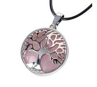 Collana in pietra naturale a forma di goccia - cri Collana di cristallo curativo naturale con ciondolo a forma di albero della vita, con pietre preziose, regalo fai da te for donne, ossidiana(Rose Qua
