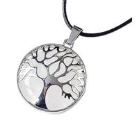 Collana in pietra naturale a forma di goccia - cri Collana di cristallo curativo naturale con ciondolo a forma di albero della vita, con pietre preziose, regalo fai da te for donne, ossidiana(Clear Qu