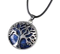Collana in pietra naturale a forma di goccia - cri Collana di cristallo curativo naturale con ciondolo a forma di albero della vita, con pietre preziose, regalo fai da te for donne, ossidiana(Lapis La