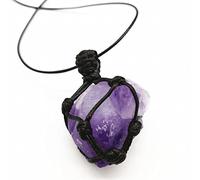 Collana in pietra naturale a forma di goccia - cri Confezione da 2 collane di pietre di cristallo curative, corda regolabile, ciondolo di cristallo grezzo di ametista, cristalli di guarigione energeti