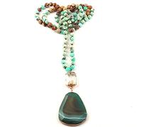 Collana in pietra naturale, gioielli di moda 108 perle multiele in pietra cistallo collegamento a filo collana a ciondolo a ciondolo wome yoga collana, catena estetica della moda interfaccia utente