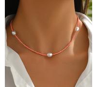 Collana in tessuto di perle imitazione con design boemo retrò per amanti della