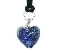 Collana In Vetro Di Murano Con Pendente A Forma Di Cuore Blu Venezia 25mm
