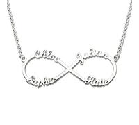 Collana infinito con nome in argento sterling 925 con due/tre/quattro nome personalizzato, Collana Infinito con Nome in Argento/Oro Rosa/Oro
