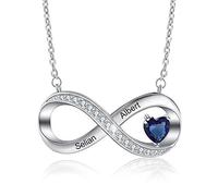 Collana Infinito Donna con 2~3 Nomi Personalizzato in Argento 925 Collana Amore infinito con Pietra Della Nascita Regali per Mamma Nonna Figlia (1 pietra)