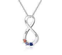 Collana Infinito Donna con 2~3 Nomi Personalizzato in Argento 925 Collana Amore infinito con Pietra Della Nascita Regali per Mamma Nonna Figlia (3 pietre)