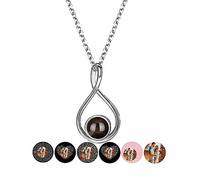 Collana Infinity personalizzata con foto all'interno Ti amo Ciondolo commemorativo in 100 lingue Matrimonio Compleanno Anniversario Proiezione Collana Ciondolo con ciondolo per coppia Amante famiglia
