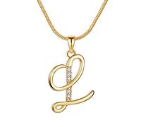 Collana iniziale con strass Collana iniziale placcata in oro AZ 26 Collana delicata con lettera 'alfabeto per le donne Collana Di Maiale (L, One Size)