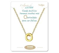 Collana iniziali in acciaio inossidabile per donna ciondolo a forma di lettera dalla A alla Z-regalo di moda per madre-compleanno-fidanzata-colori argento-dorato (O-Dorato)