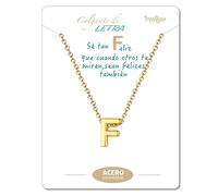 Collana iniziali in acciaio inossidabile per donna ciondolo a forma di lettera dalla A alla Z-regalo di moda per madre-compleanno-fidanzata-colori argento-dorato (F-Dorato)