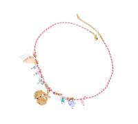 Collana intrecciata a mano con ciondolo a forma di conchiglia in acciaio inox, lunghezza regolabile, accessorio per uno stile quotidiano minimalista ispirato alla marina, Misura unica, come descritto