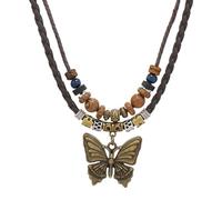 Collana intrecciata fatta a mano, elegante girocollo con ciondolo a forma di farfalla, lunghezza regolabile, ornamento per gli appassionati di moda elegante ciondolo a forma di farfalla, Misura unica
