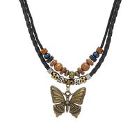 Collana intrecciata fatta a mano, elegante girocollo con ciondolo a forma di farfalla, lunghezza regolabile, ornamento per gli appassionati di moda elegante ciondolo a forma di farfalla, Misura unica