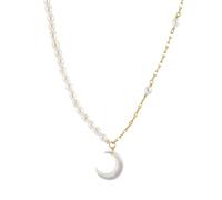 Collana irregolare della catena della perla barocca 925 con i monili delle donne del pendente della luna