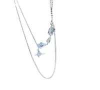 Collana irregolare Y2K ciondolo con stella da donna con nappa collana con luce stellare con motivo in pietra alla moda gioielli in argento regalo per il suo inizio anniversario della festa di complean