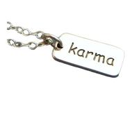 Collana karma in argento sterling 925. Gioielli ispiratori. Citazione ispiratrice, motto e affermazione. Piccolo ciondolo con una semplice parola. Ciondolo yogi yoga | con catena da 18 pollici |